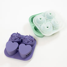 Cargar imagen en el visor de la galería, Cubeta de hielo corazón y rosa de silicona