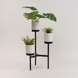 Macetero Mash blanco con pedestal negro