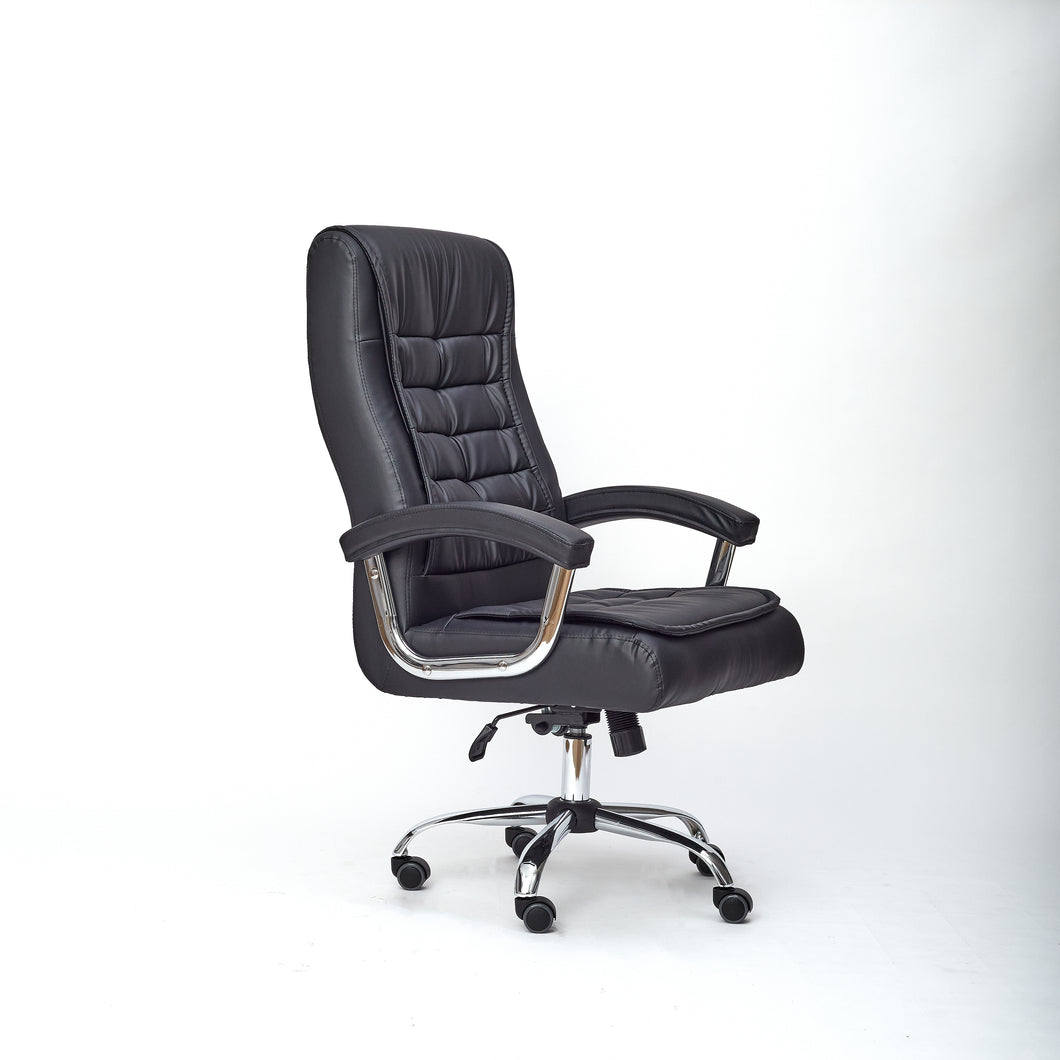 Silla escritorio Boston negra pespunte negro